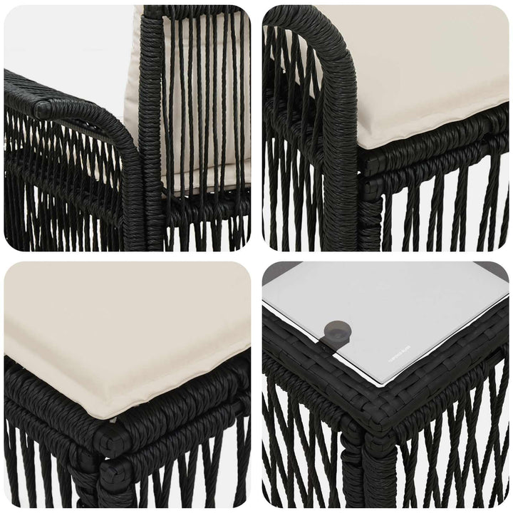 Havesofa Sæt 9 stk. Sort polyrattan