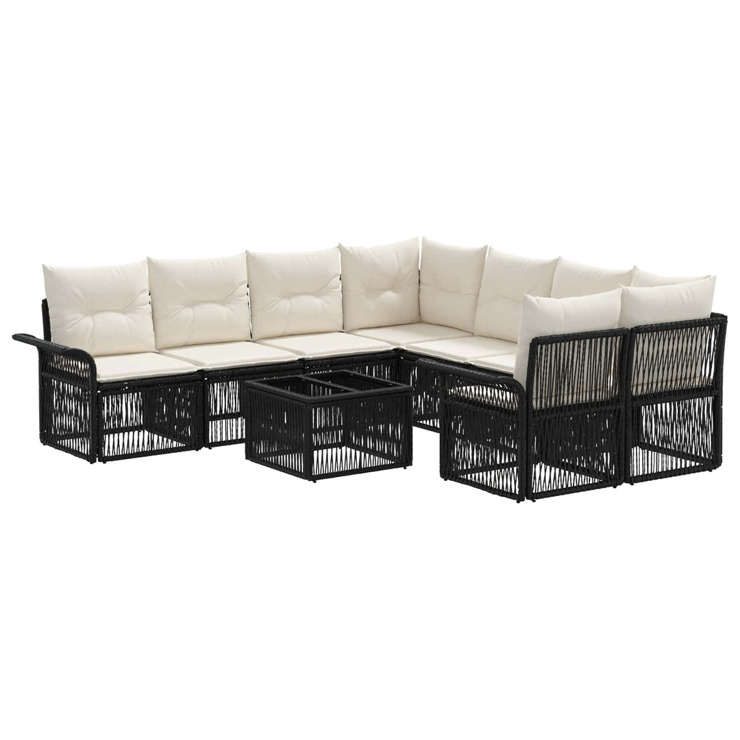 Havesofa Sæt 9 stk. Sort polyrattan