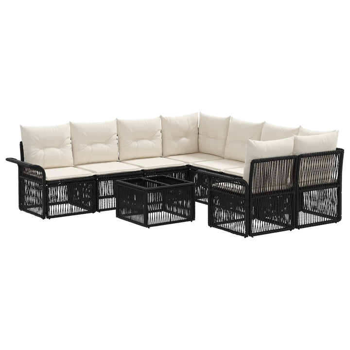 Havesofa Sæt 9 stk. Sort polyrattan