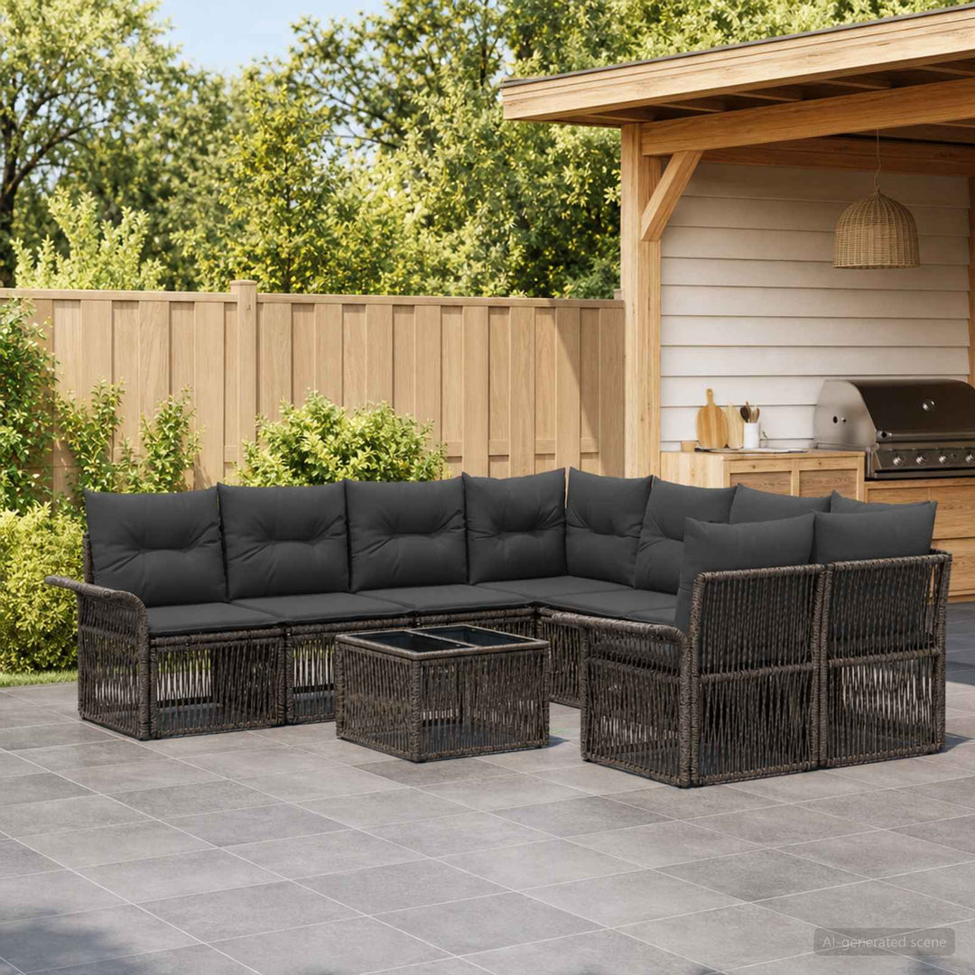 Havesofa Sæt 9 stk. Grå polyrattan