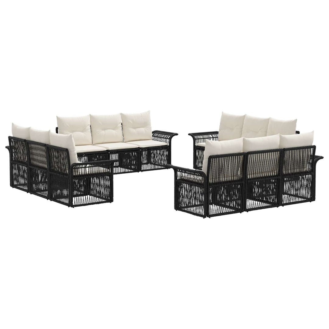 Havesofa Sæt 12 stk. Sort polyrattan
