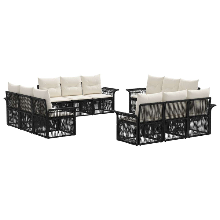 Havesofa Sæt 12 stk. Sort polyrattan
