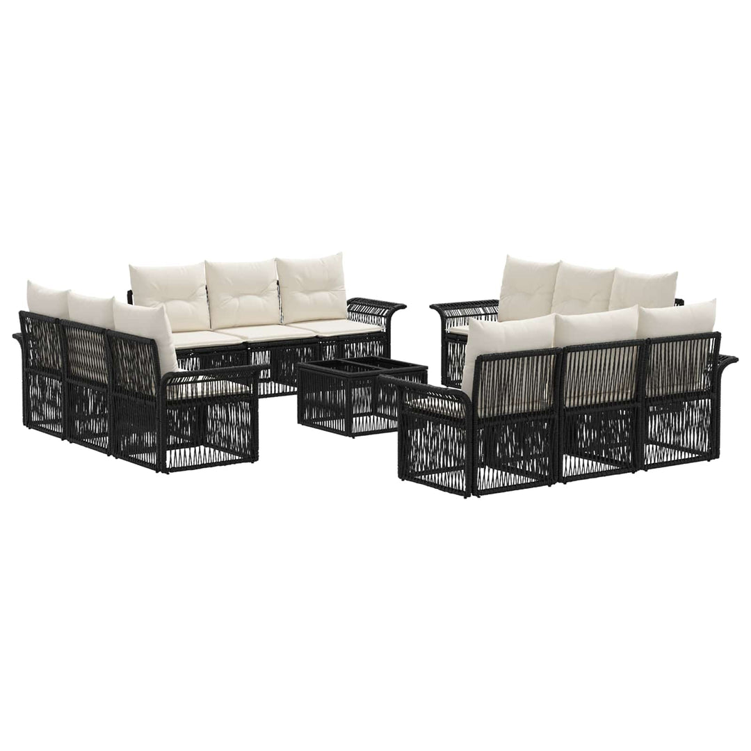 Havesofa Sæt 13 stk. Sort polyrattan