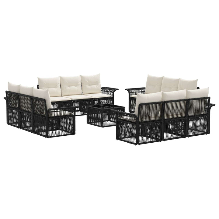 Havesofa Sæt 13 stk. Sort polyrattan