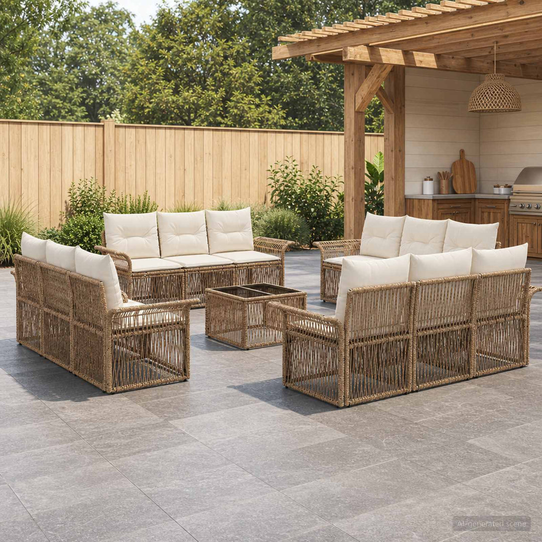 Havesofa Sæt 13 stk. Beige polyrattan