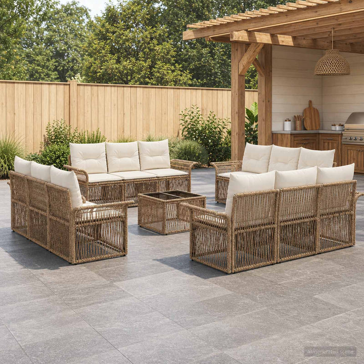 Havesofa Sæt 13 stk. Beige polyrattan