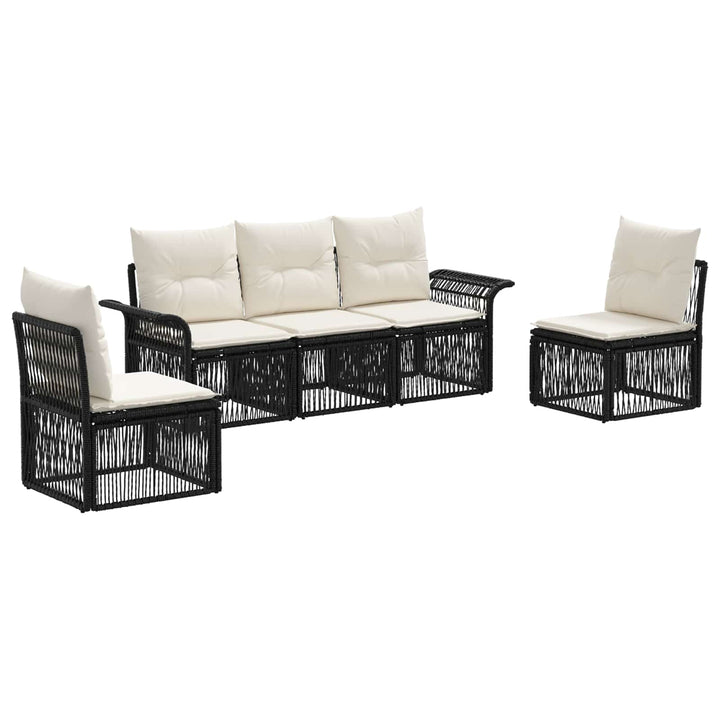 Havesofa Sæt 5 stk. Sort polyrattan