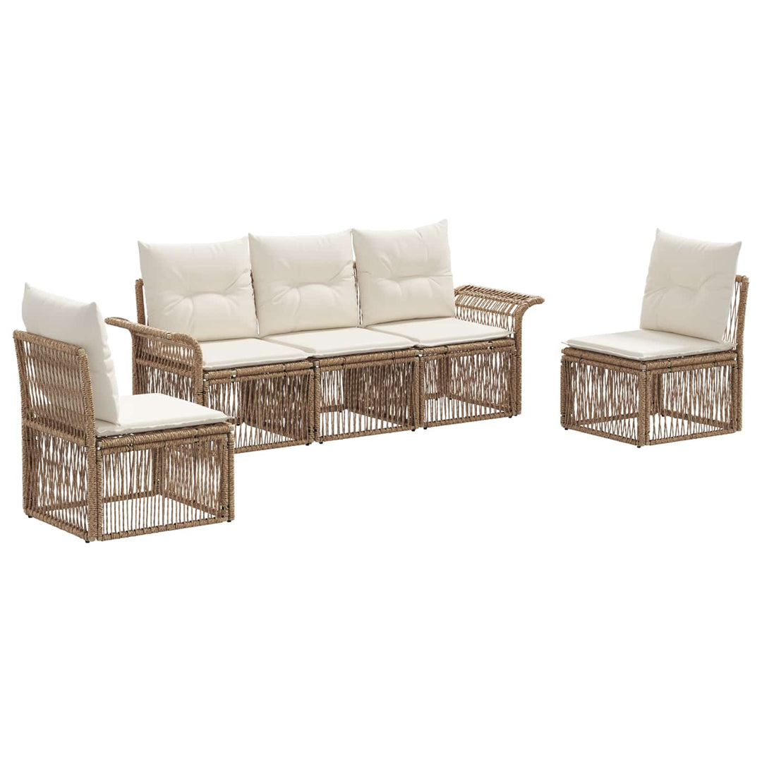 Havesofa Sæt 5 stk. Beige polyrattan