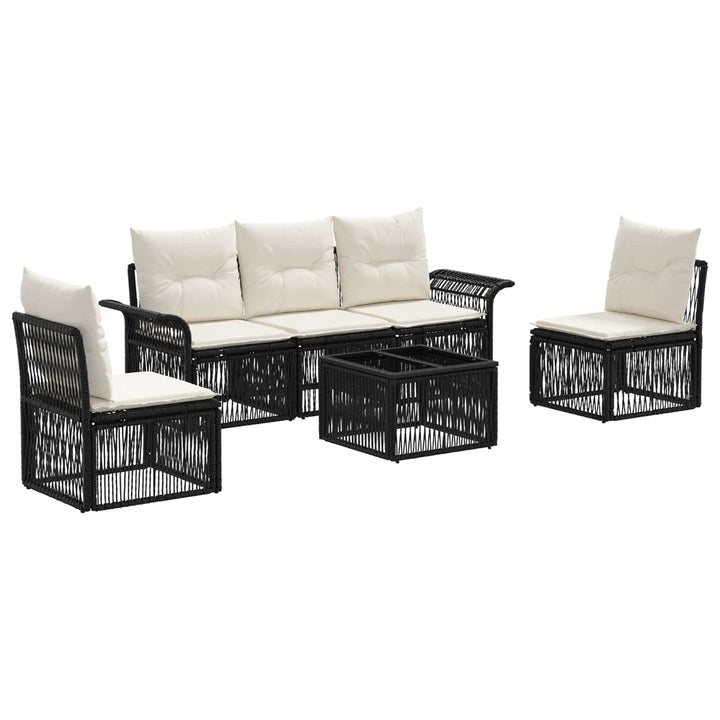 Havesofa Sæt 6 stk. Sort polyrattan