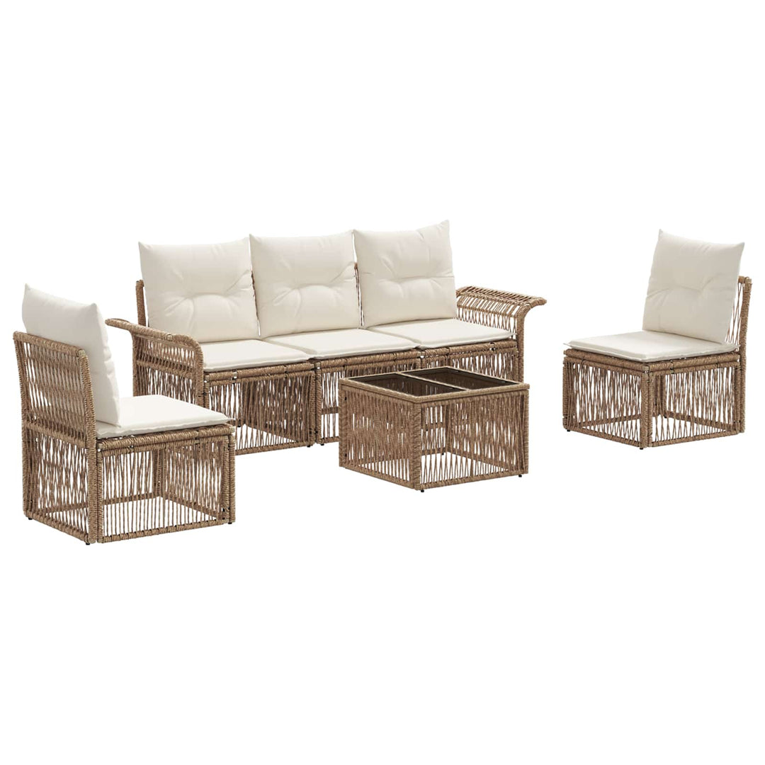 Havesofa Sæt 6 stk. Beige polyrattan