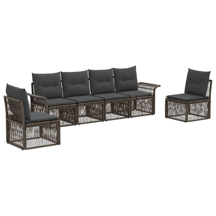 Havesofa Sæt 6 stk. Grå polyrattan