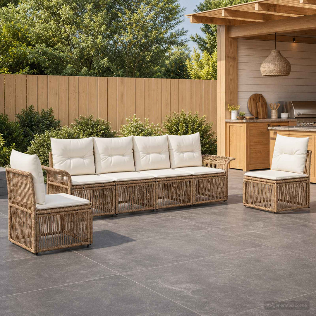 Havesofa Sæt 6 stk. Beige polyrattan