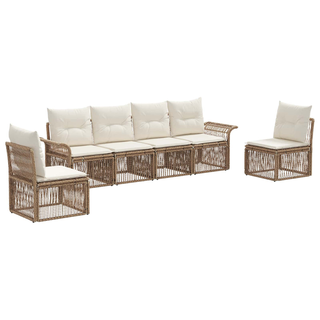 Havesofa Sæt 6 stk. Beige polyrattan