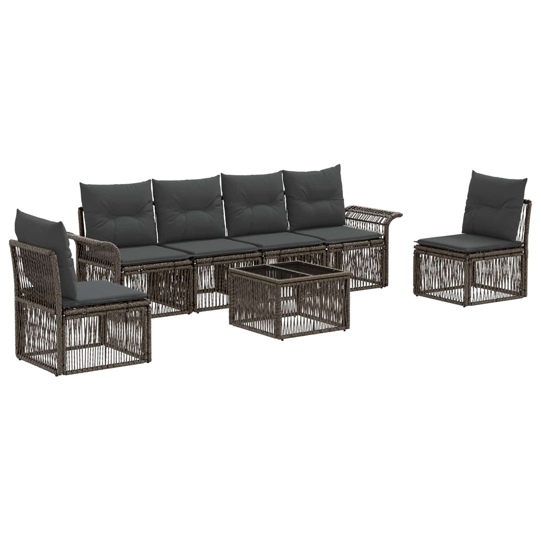 Havesofa Sæt 7 stk. Grå polyrattan