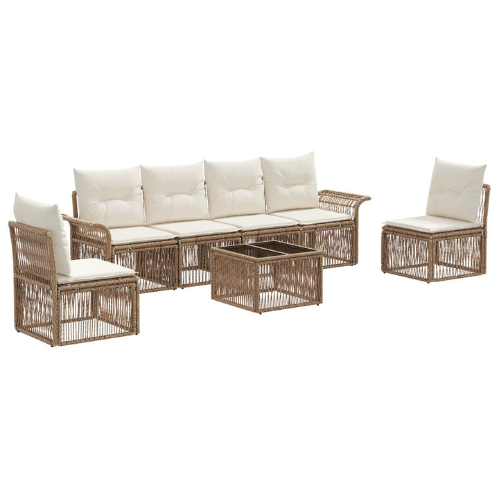 Havesofa Sæt 7 stk. Beige polyrattan