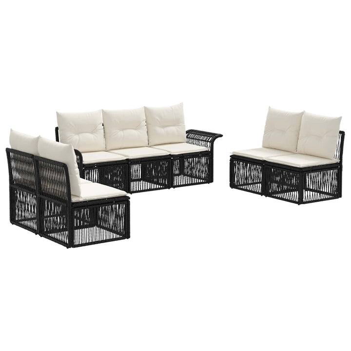 Havesofa Sæt 7 stk. Sort polyrattan