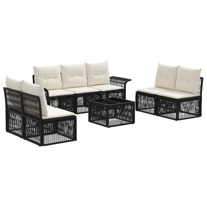 Havesofa Sæt 8 stk. Sort polyrattan