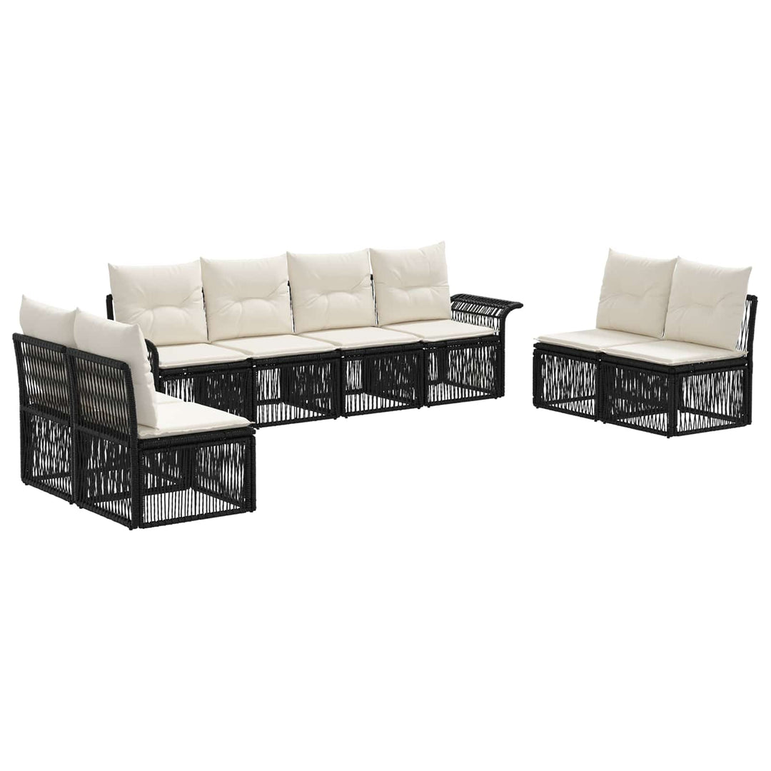 Havesofa Sæt 8 stk. Sort polyrattan