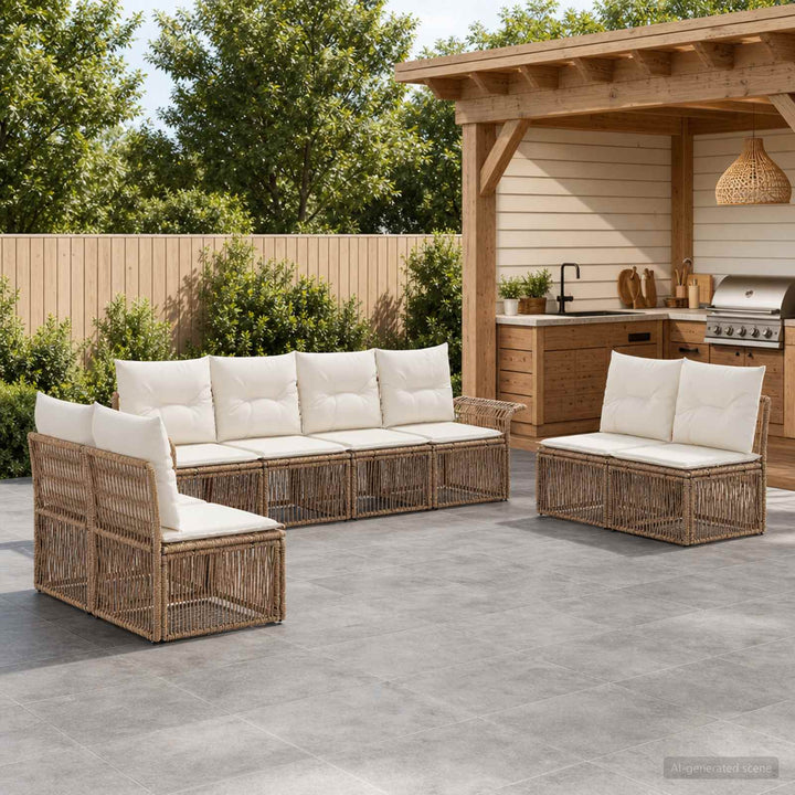Havesofa Sæt 8 stk. Beige polyrattan