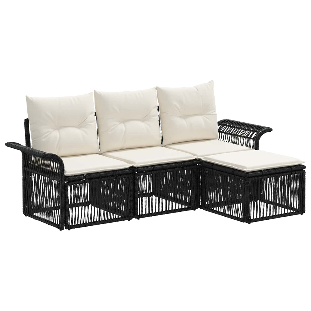 Havesofa Sæt 4 stk. Sort polyrattan
