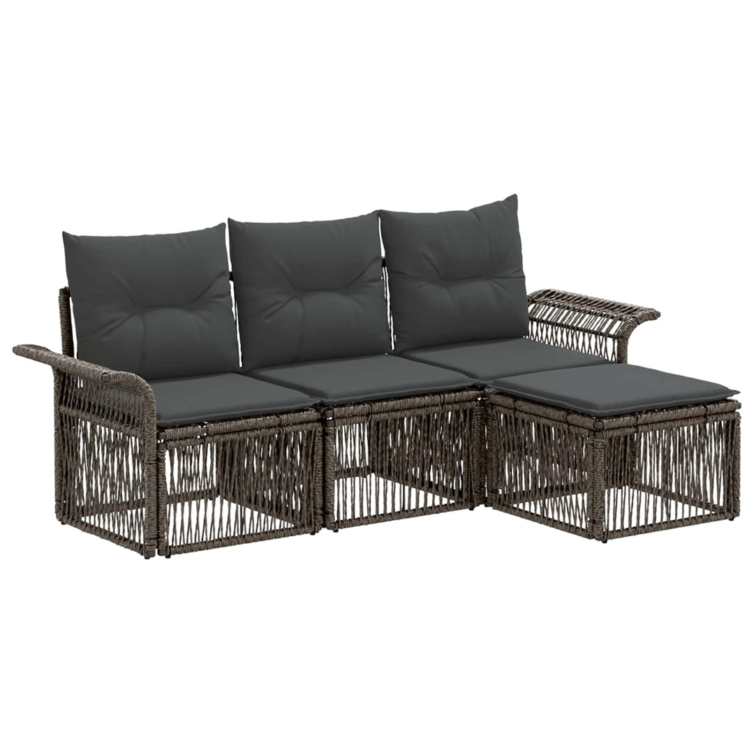 Havesofa Sæt 4 stk. Grå polyrattan