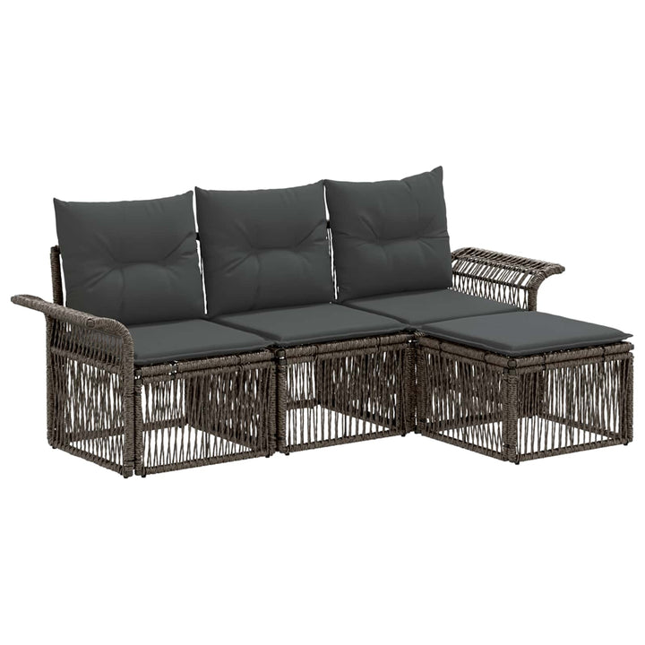 Havesofa Sæt 4 stk. Grå polyrattan