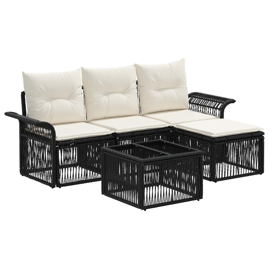Havesofa Sæt 5 stk. Sort polyrattan