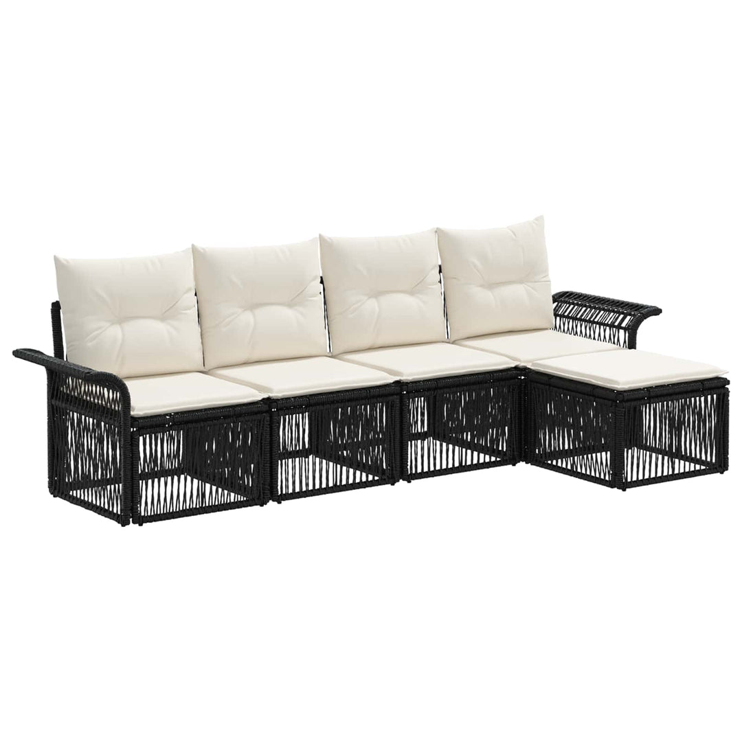Havesofa Sæt 5 stk. Sort polyrattan
