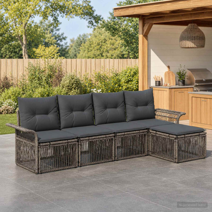 Havesofa Sæt 5 stk. Grå polyrattan