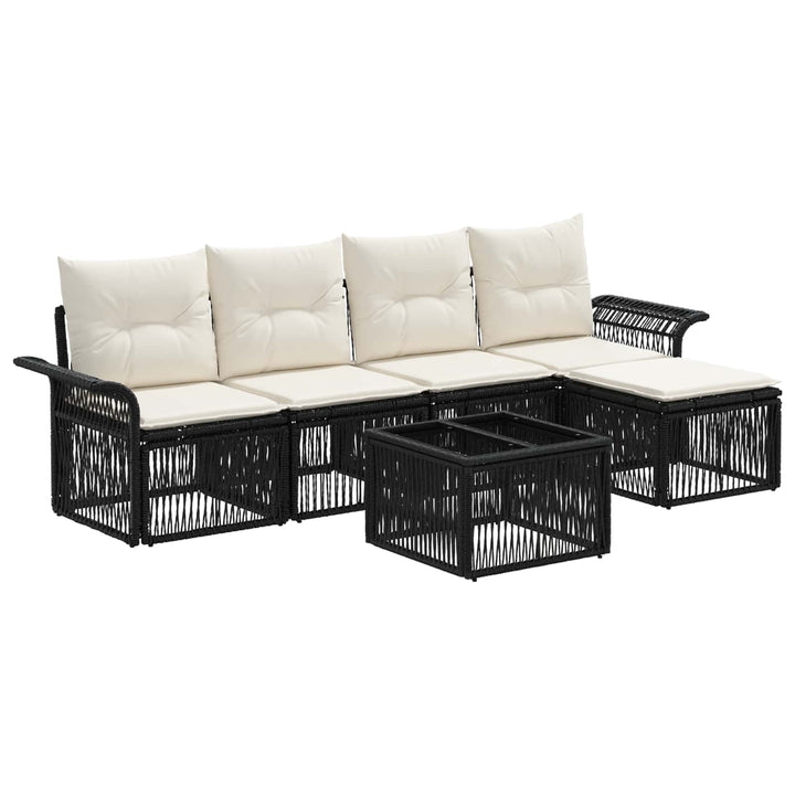 Havesofa Sæt 6 stk. Sort polyrattan