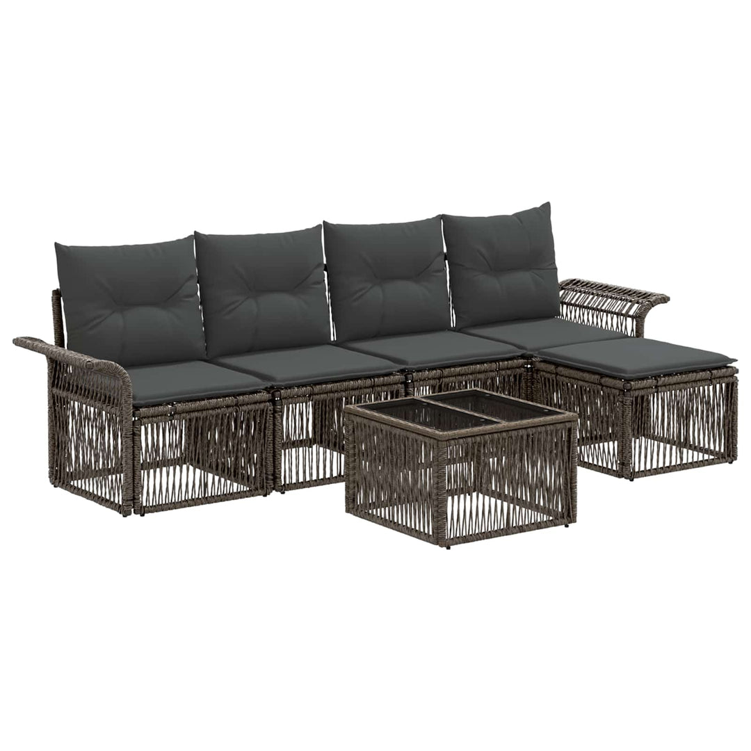 Havesofa Sæt 6 stk. Grå polyrattan