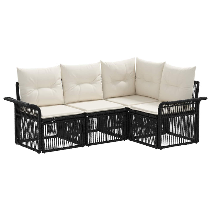 Havesofa Sæt 4 stk. Sort polyrattan
