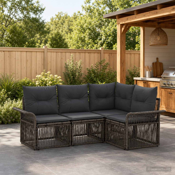 Havesofa Sæt 4 stk. Grå polyrattan