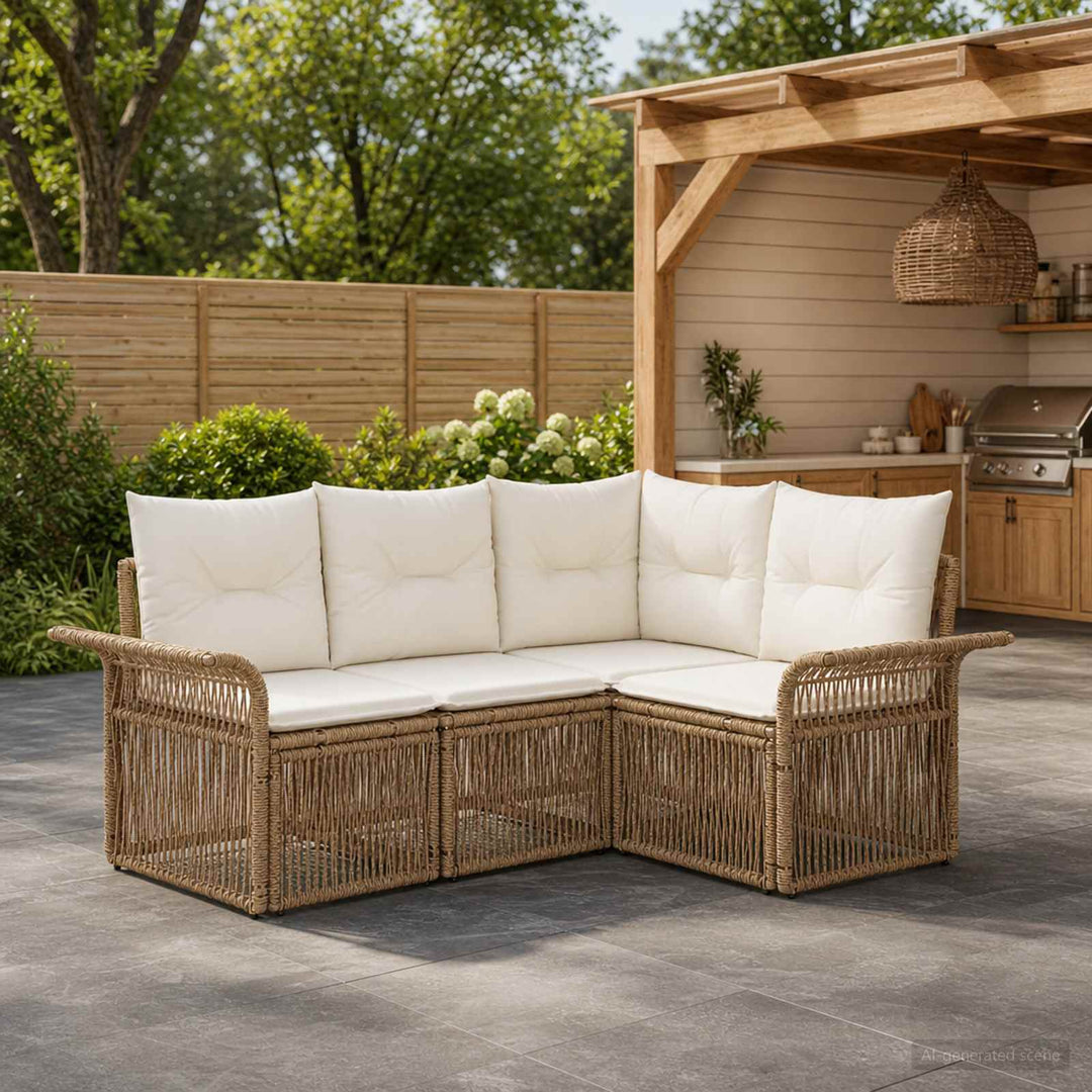 Havesofa Sæt 4 stk. Beige polyrattan