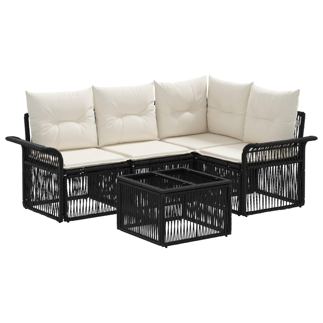 Havesofa Sæt 5 stk. Sort polyrattan