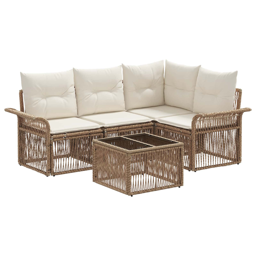 Havesofa Sæt 5 stk. Beige polyrattan