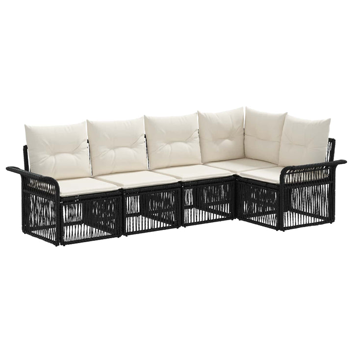 Havesofa Sæt 5 stk. Sort polyrattan