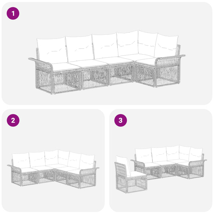 Havesofa Sæt 5 stk. Beige polyrattan