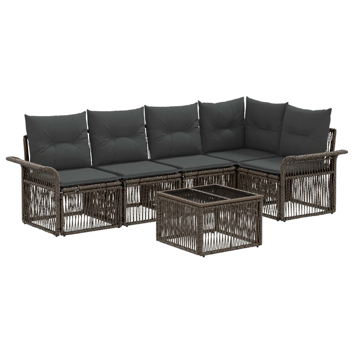 Havesofa Sæt 6 stk. Grå polyrattan