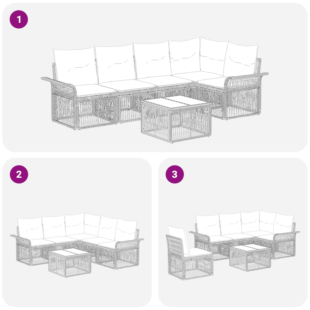 Havesofa Sæt 6 stk. Grå polyrattan