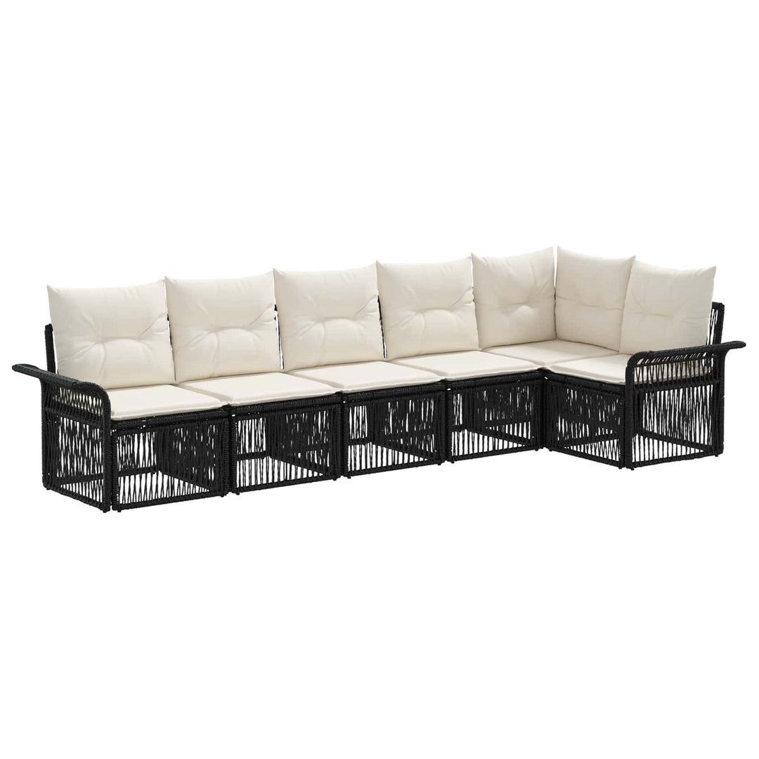 Havesofa Sæt 6 stk. Sort polyrattan