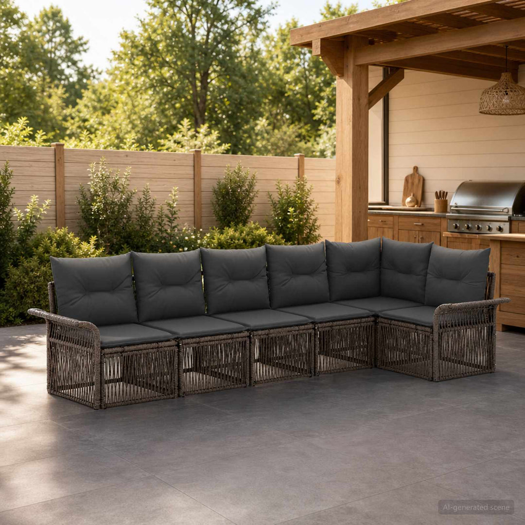 Havesofa Sæt 6 stk. Grå polyrattan