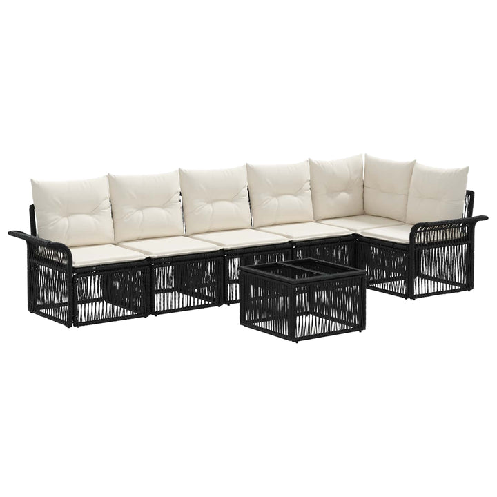Havesofa Sæt 7 stk. Sort polyrattan