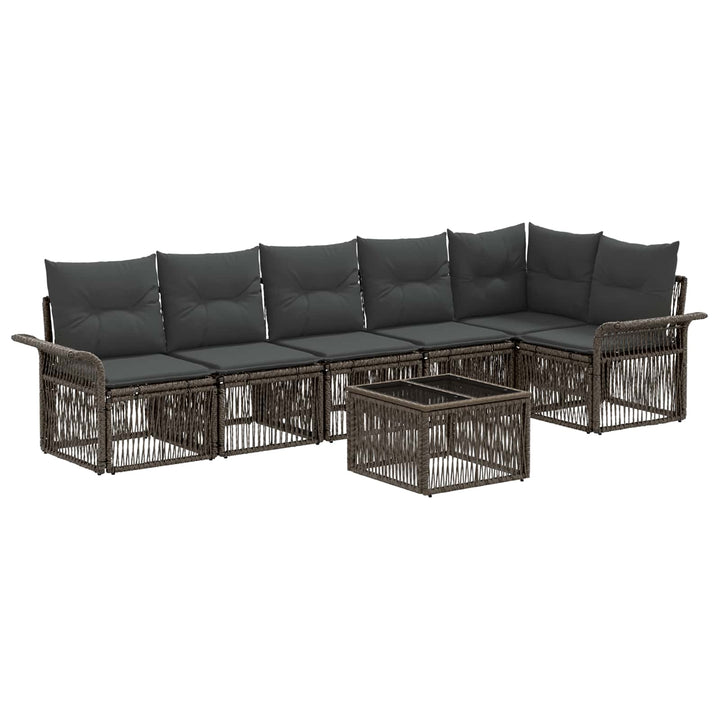 Havesofa Sæt 7 stk. Grå polyrattan