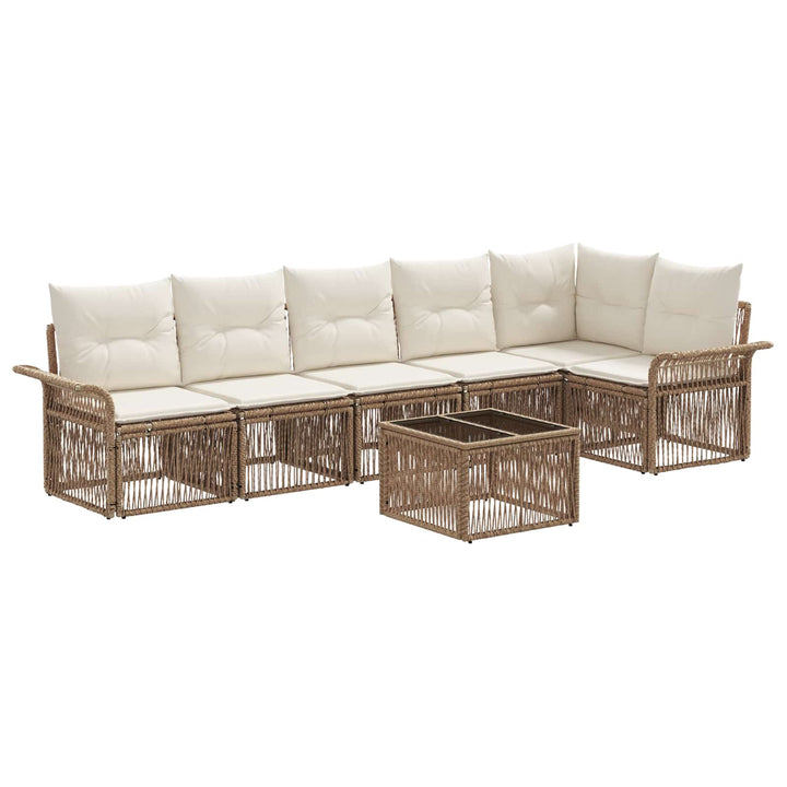 Havesofa Sæt 7 stk. Beige polyrattan