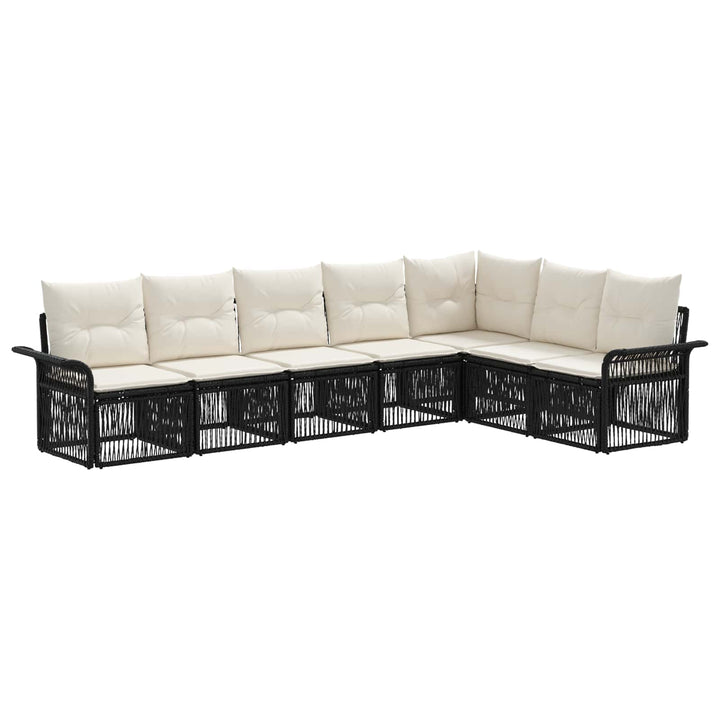 Havesofa Sæt 7 stk. Sort polyrattan