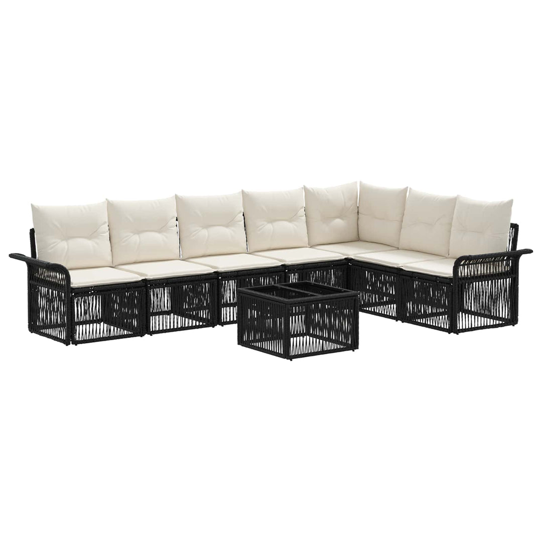 Havesofa Sæt 8 stk. Sort polyrattan