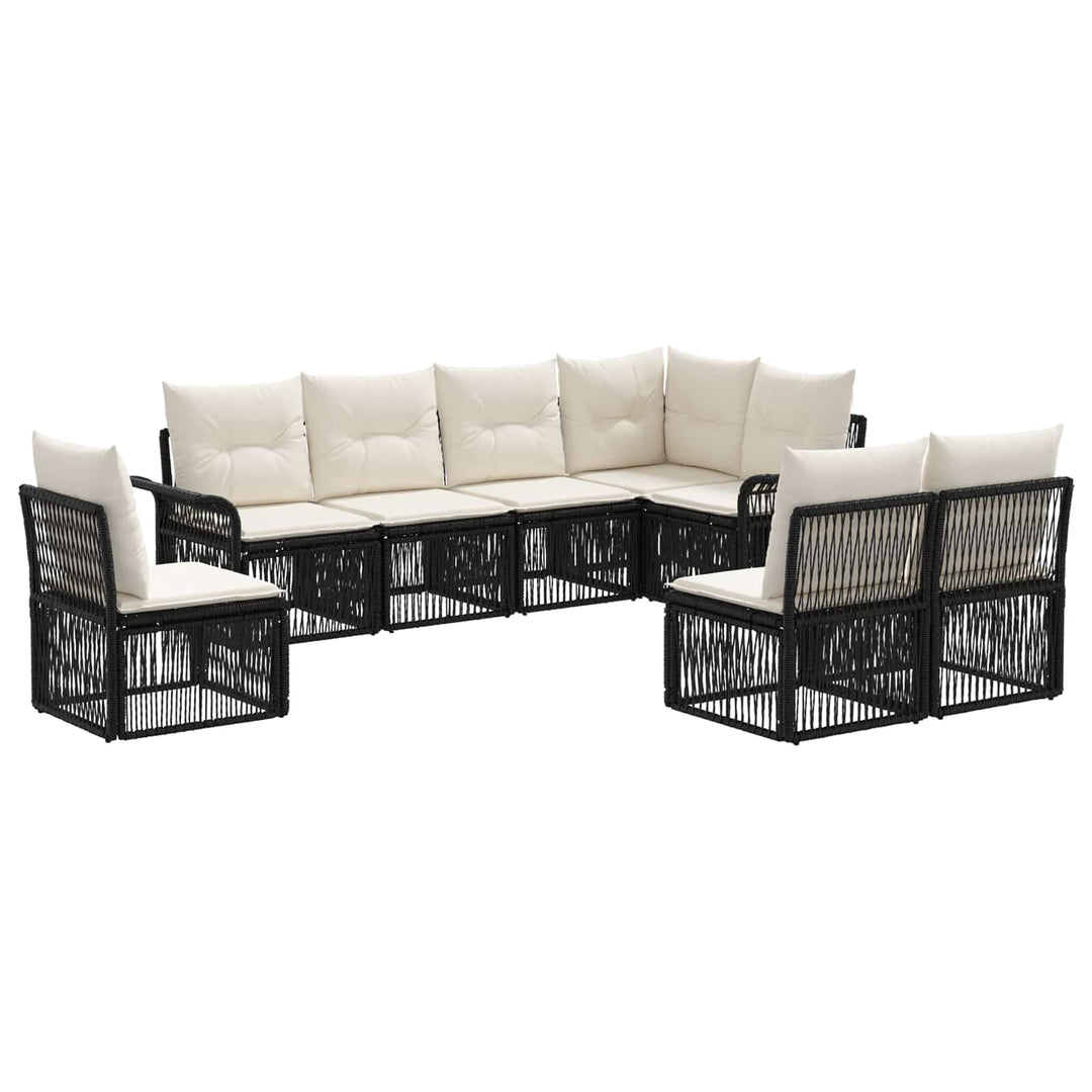 Havesofa Sæt 8 stk. Sort polyrattan