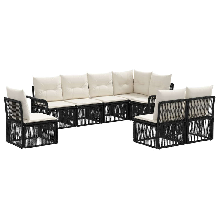 Havesofa Sæt 8 stk. Sort polyrattan