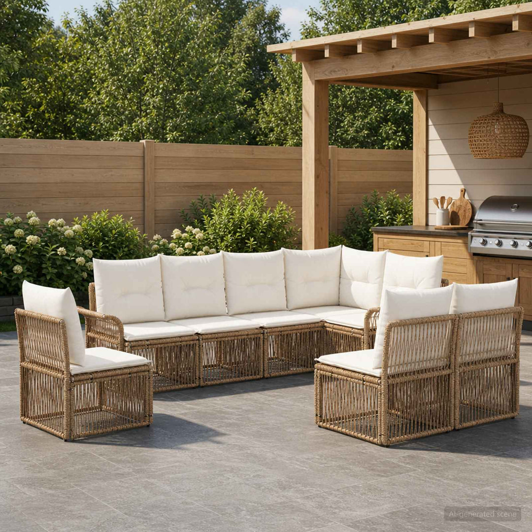 Havesofa Sæt 8 stk. Beige polyrattan